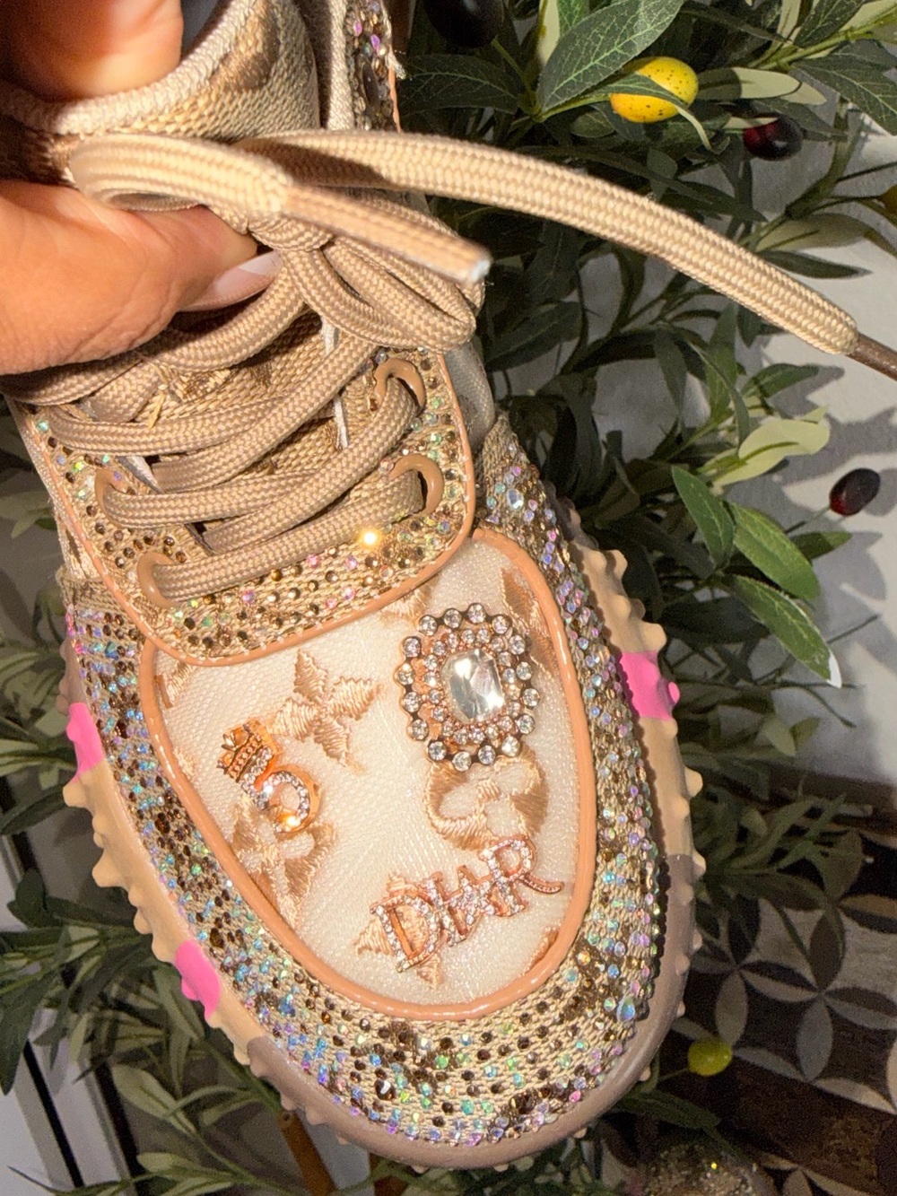 Gold Rhinestone Embellished Chunky Sneakers Size 36 – Brand New - Picture 16 of 16